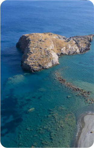 An image from a drone showing the beach in front of the apartment